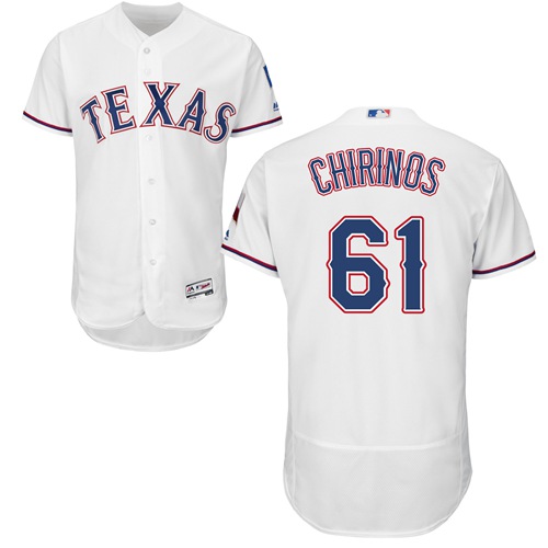 Personalized Rangers #61 Robinson Chirinos White Flexbase Authentic Collection Stitched Baseball Jersey