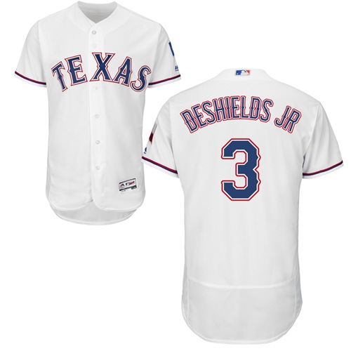 Personalized Rangers #3 Delino DeShields Jr. White Flexbase Authentic Collection Stitched Baseball Jersey