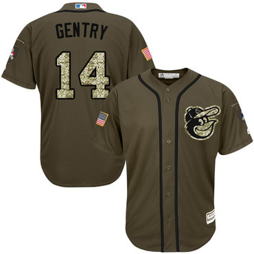 Personalized Orioles #14 Craig Gentry Green Salute to Service Stitched Baseball Jersey