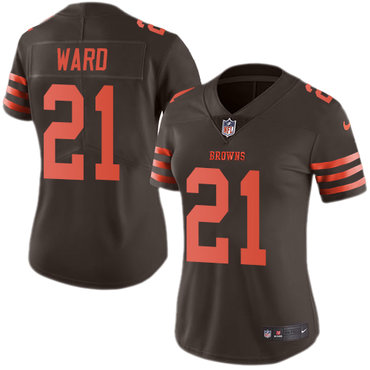 Personalized Browns #21 Denzel Ward Brown Women’s Stitched NFL Limited Rush Jersey