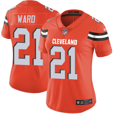 Personalized Browns #21 Denzel Ward Orange Alternate Women’s Stitched NFL Untouchable Limited Jersey