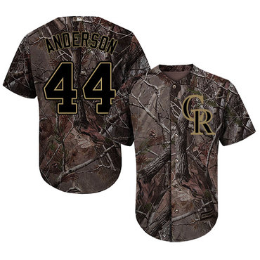 Personalized Rockies #44 Tyler Anderson Camo Realtree Collection Cool Base Stitched Baseball Jersey