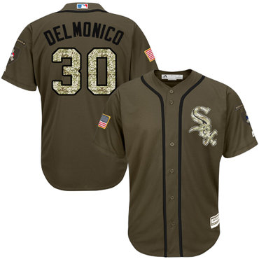 Personalized White Sox #30 Nicky Delmonico Green Salute to Service Stitched Baseball Jerseys