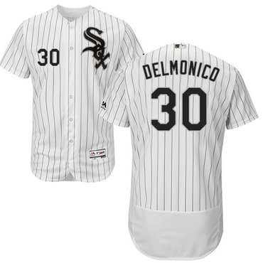Personalized White Sox #30 Nicky Delmonico White(Black Strip) Flexbase Authentic Collection Stitched Baseball Jerseys