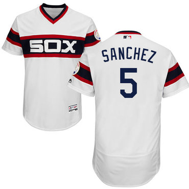 Personalized White Sox #5 Yolmer Sanchez White Flexbase Authentic Collection Alternate Home Stitched Baseball Jerseys
