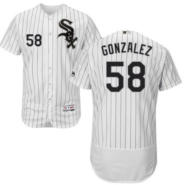 Personalized White Sox #58 Miguel Gonzalez White(Black Strip) Flexbase Authentic Collection Stitched Baseball Jerseys
