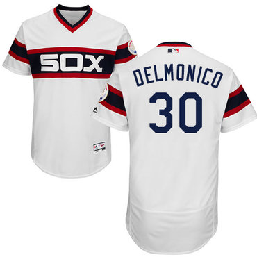 Personalized White Sox #30 Nicky Delmonico White Flexbase Authentic Collection Alternate Home Stitched Baseball Jerseys