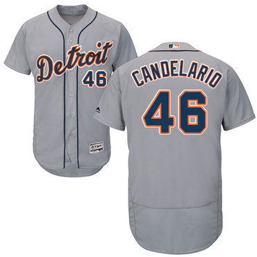 Personalized Tigers #46 Jeimer Candelario Grey Flexbase Authentic Collection Stitched Baseball Jersey