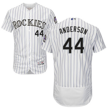 Personalized Rockies #44 Tyler Anderson White Strip Flexbase Authentic Collection Stitched Baseball Jersey