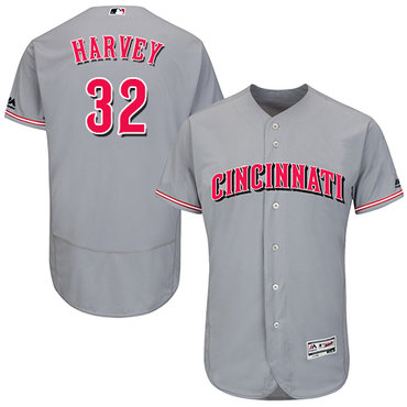 Personalized Reds #32 Matt Harvey Grey Flexbase Authentic Collection Stitched Baseball Jersey