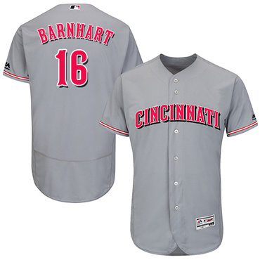 Personalized Reds #16 Tucker Barnhart Grey Flexbase Authentic Collection Stitched Baseball Jersey