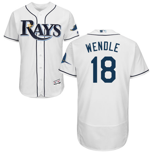 Personalized Rays #18 Joey Wendle White Flexbase Authentic Collection Stitched Baseball Jersey