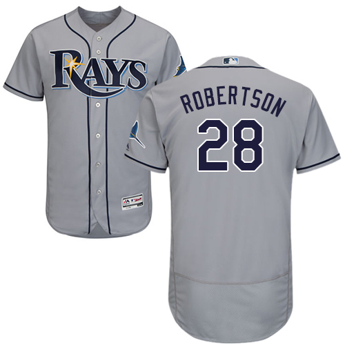 Personalized Rays #28 Daniel Robertson Grey Flexbase Authentic Collection Stitched Baseball Jersey