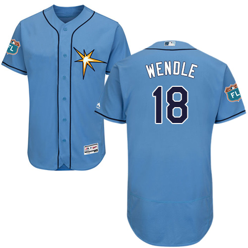 Personalized Rays #18 Joey Wendle Light Blue Flexbase Authentic Collection Stitched Baseball Jersey