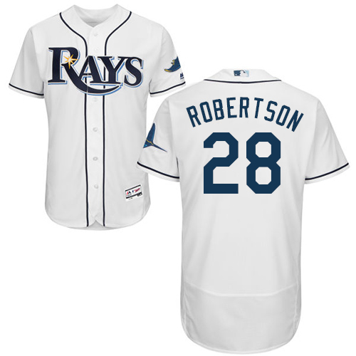 Personalized Rays #28 Daniel Robertson White Flexbase Authentic Collection Stitched Baseball Jersey