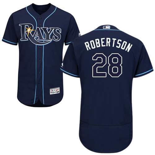 Personalized Rays #28 Daniel Robertson Dark Blue Flexbase Authentic Collection Stitched Baseball Jersey