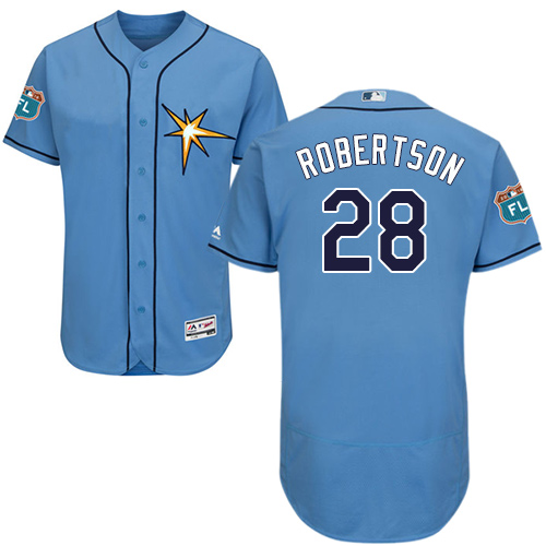 Personalized Rays #28 Daniel Robertson Light Blue Flexbase Authentic Collection Stitched Baseball Jersey