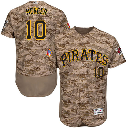 Personalized Pirates #10 Jordy Mercer Camo Flexbase Authentic Collection Stitched Baseball Jersey