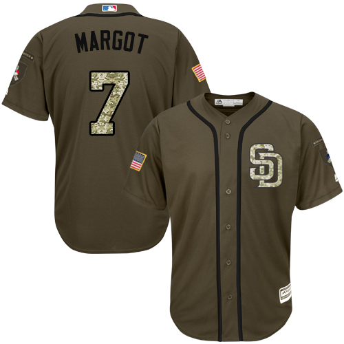 Personalized Padres #7 Manuel Margot Green Salute to Service Stitched Baseball Jersey