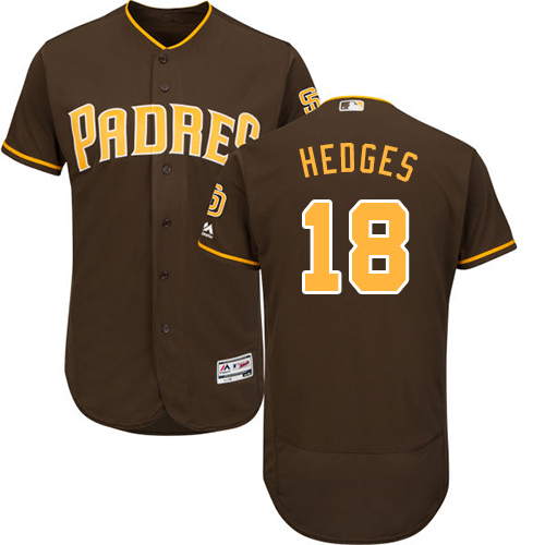 Personalized Padres #18 Austin Hedges Brown Flexbase Authentic Collection Stitched Baseball Jersey