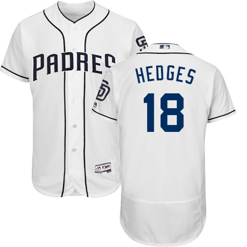 Personalized Padres #18 Austin Hedges White Flexbase Authentic Collection Stitched Baseball Jersey