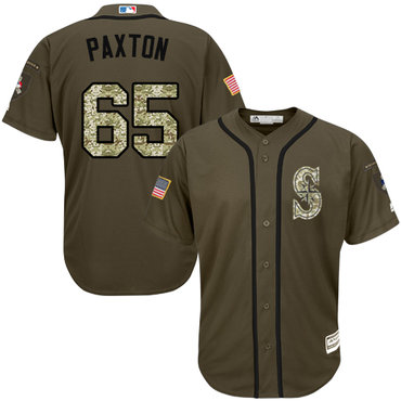 Personalized Mariners #65 James Paxton Green Salute to Service Stitched Baseball Jersey