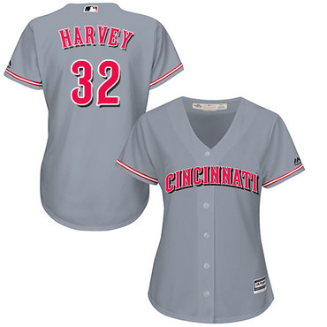 Personalized Reds #32 Matt Harvey Grey Road Women’s Stitched Baseball Jersey