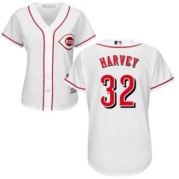 Personalized Reds #32 Matt Harvey White Home Women’s Stitched Baseball Jersey