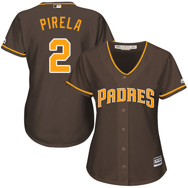 Personalized Padres #2 Jose Pirela Brown Alternate Women’s Stitched Baseball Jersey