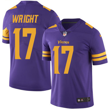 Personalized Vikings #17 Kendall Wright Purple Men’s Stitched NFL Limited Rush Jersey