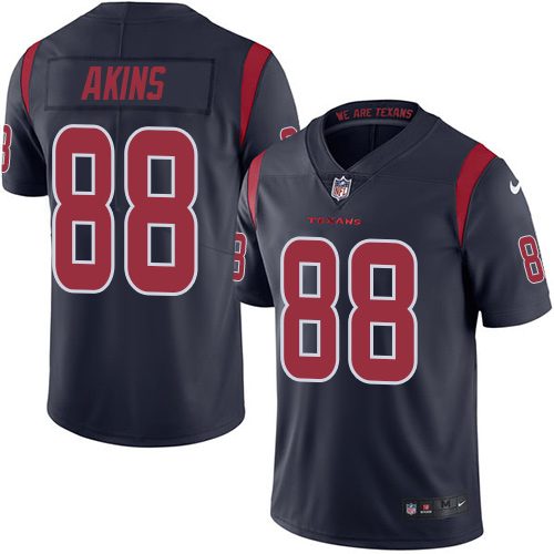 Personalized Texans #88 Jordan Akins Navy Blue Men’s Stitched NFL Limited Rush Jersey
