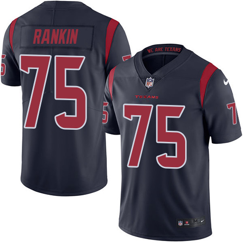 Personalized Texans #75 Martinas Rankin Navy Blue Men’s Stitched NFL Limited Rush Jersey
