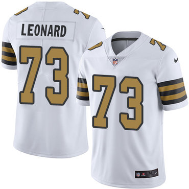 Personalized Saints #73 Rick Leonard White Men’s Stitched NFL Limited Rush Jersey