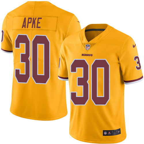 Personalized Redskins #30 Troy Apke Gold Men’s Stitched NFL Limited Rush Jersey