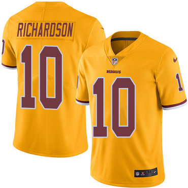 Personalized Redskins #10 Paul Richardson Gold Men’s Stitched NFL Limited Rush Jersey
