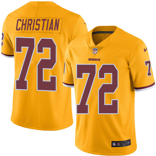 Personalized Redskins #72 Geron Christian Gold Men’s Stitched NFL Limited Rush Jersey