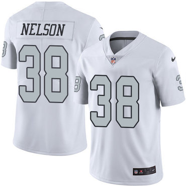 Personalized Raiders #38 Nick Nelson White Men’s Stitched NFL Limited Rush Jersey