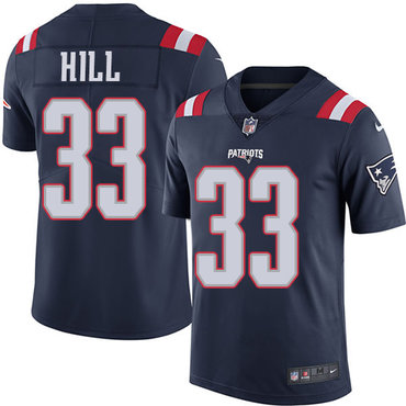 Personalized Patriots #33 Jeremy Hill Navy Blue Men’s Stitched NFL Limited Rush Jersey