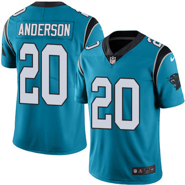 Personalized Panthers #20 C.J. Anderson Blue Men’s Stitched NFL Limited Rush Jersey