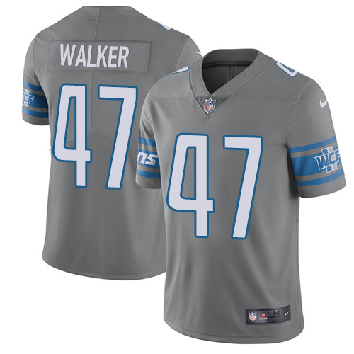 Personalized Lions #47 Tracy Walker Gray Men’s Stitched NFL Limited Rush Jersey