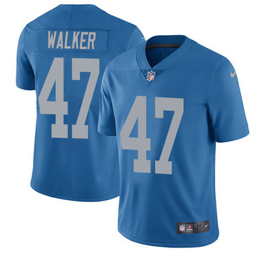Personalized Lions #47 Tracy Walker Blue Throwback Men’s Stitched NFL Untouchable Limited Jersey