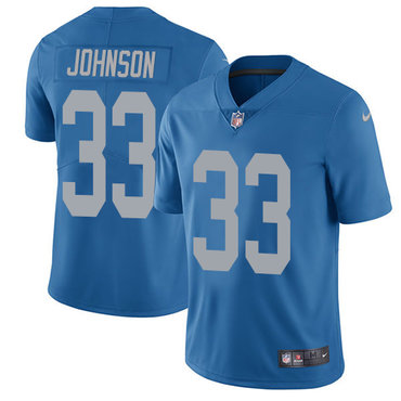 Personalized Lions #33 Kerryon Johnson Blue Throwback Men’s Stitched NFL Untouchable Limited Jersey