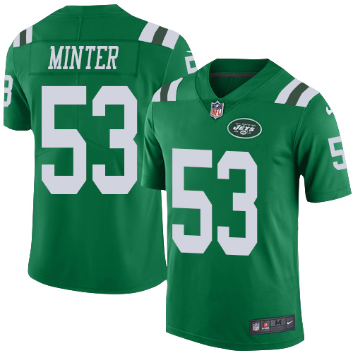 Personalized Jets #53 Kevin Minter Green Men’s Stitched NFL Limited Rush Jersey