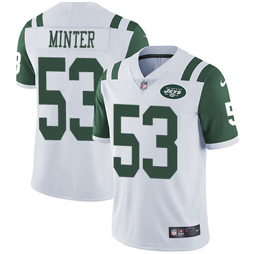 Personalized Jets #53 Kevin Minter White Men’s Stitched NFL Untouchable Limited Jersey