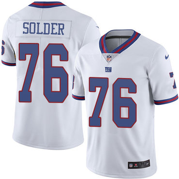 Personalized Giants #76 Nate Solder White Men’s Stitched NFL Limited Rush Jersey