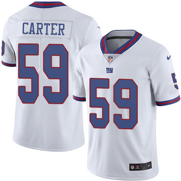 Personalized Giants #59 Lorenzo Carter White Men’s Stitched NFL Limited Rush Jersey