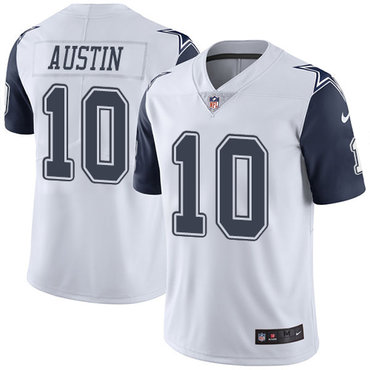 Personalized Cowboys #10 Tavon Austin White Men’s Stitched NFL Limited Rush Jersey