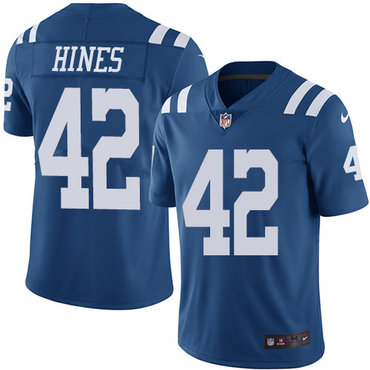 Personalized Colts #42 Nyheim Hines Royal Blue Men’s Stitched NFL Limited Rush Jersey