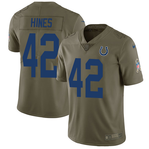 Personalized Colts #42 Nyheim Hines Olive Men’s Stitched NFL Limited 2017 Salute To Service Jersey