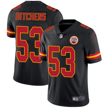 Personalized Chiefs #53 Anthony Hitchens Black Men’s Stitched NFL Limited Rush Jersey